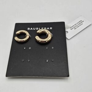 Baublebar thick gold tone ear cuffs set of 2 new on card